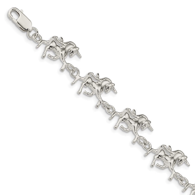 Quality Gold Sterling Silver Unicorns Bracelet