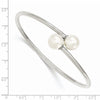 Quality Gold Sterling Silver Polished 10mm Swarovski Pearl Bangle Bracelet