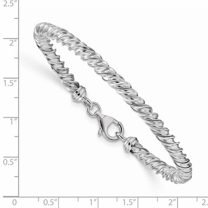 Quality Gold Sterling Silver Rhodium-plated Polished Twisted 7inch Bracelet