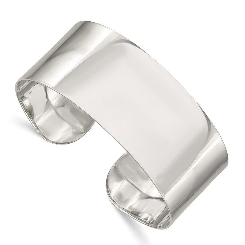 Quality Gold Sterling Silver 25.25mm Fancy Cuff Bangle Bracelet
