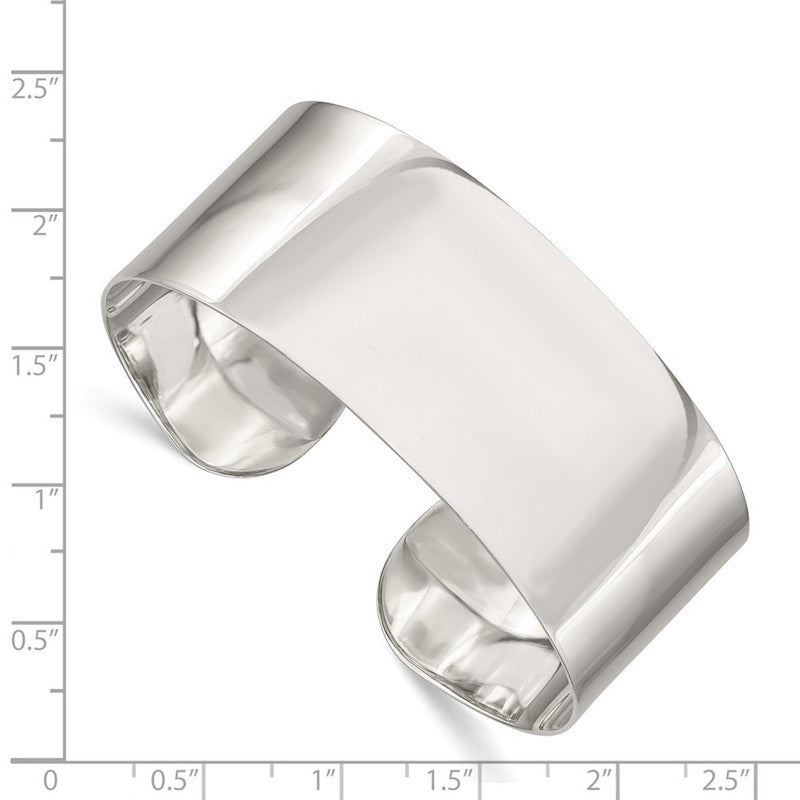 Quality Gold Sterling Silver 25.25mm Fancy Cuff Bangle Bracelet