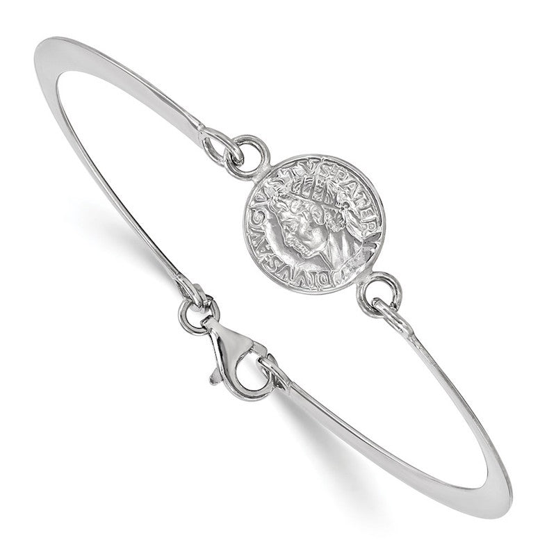 Quality Gold Sterling Silver Rhodium-plated Hollow Greek Theme Coin Bracelet