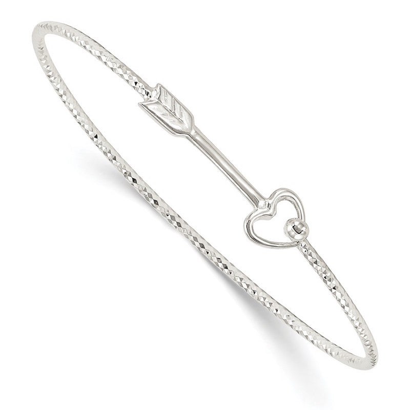 Quality Gold Sterling Silver Diamond Cut Arrow Interlocking Bangle Bracelet