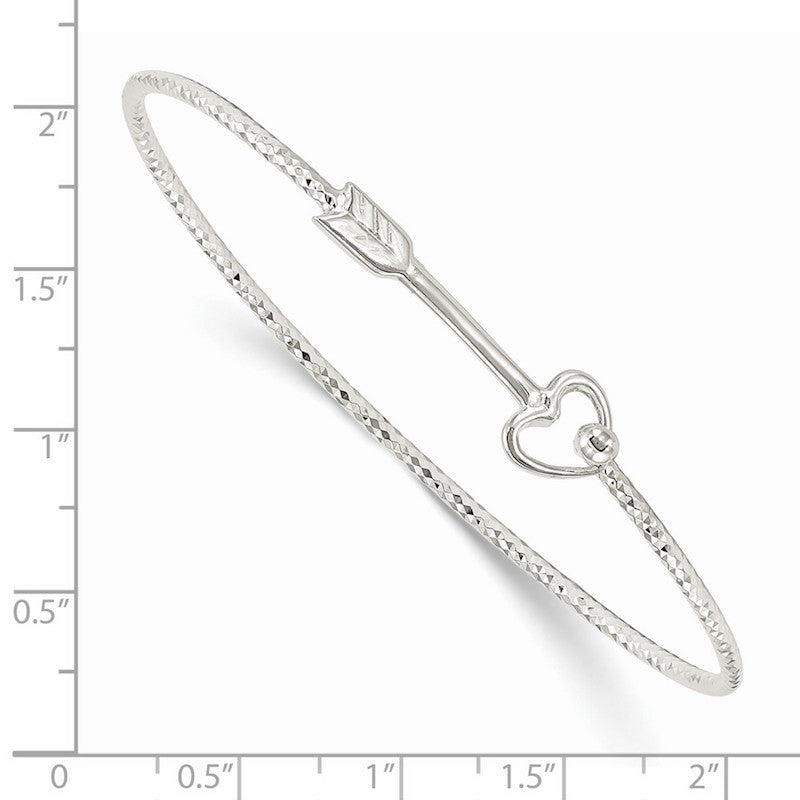 Quality Gold Sterling Silver Diamond Cut Arrow Interlocking Bangle Bracelet