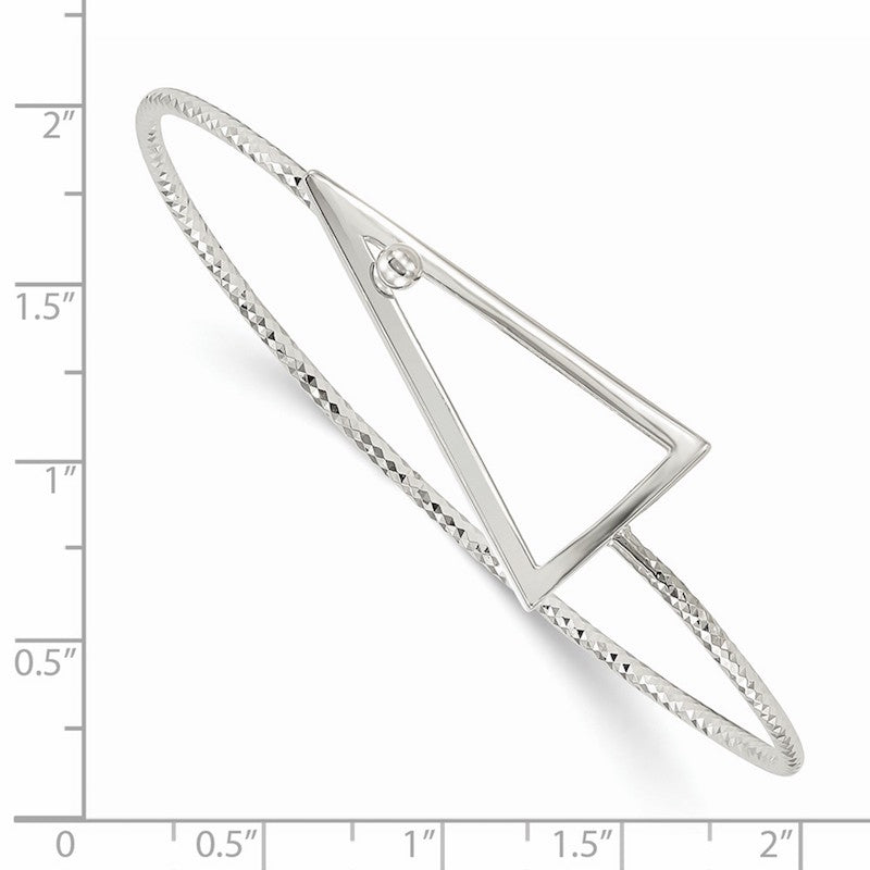 Quality Gold Sterling Silver Diamond Cut Triangle Interlocking Bangle Bracelet