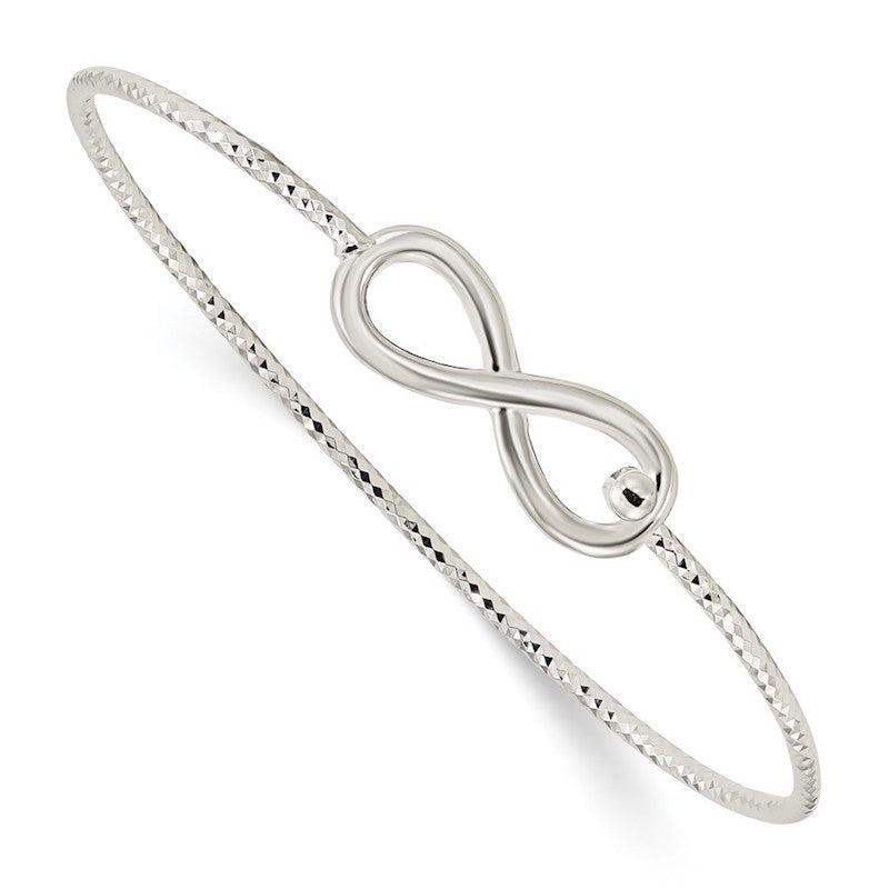 Quality Gold Sterling Silver Diamond Cut Infinity Interlocking Bangle Bracelet