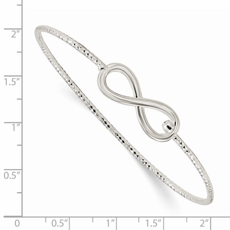 Quality Gold Sterling Silver Diamond Cut Infinity Interlocking Bangle Bracelet