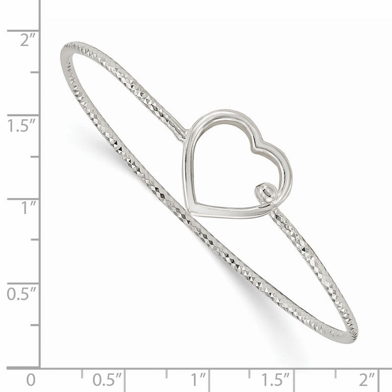 Quality Gold Sterling Silver Diamond Cut Heart Interlocking Bangle Bracelet