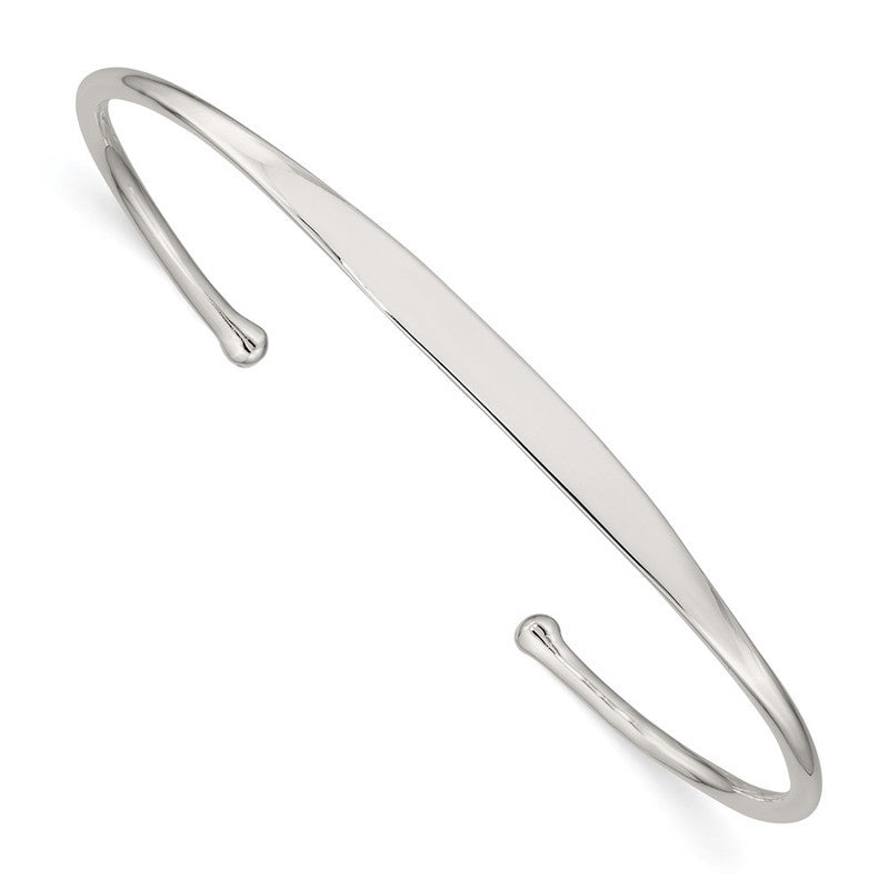 Quality Gold Sterling Silver 3.5mm Fancy Cuff Bangle Bracelet