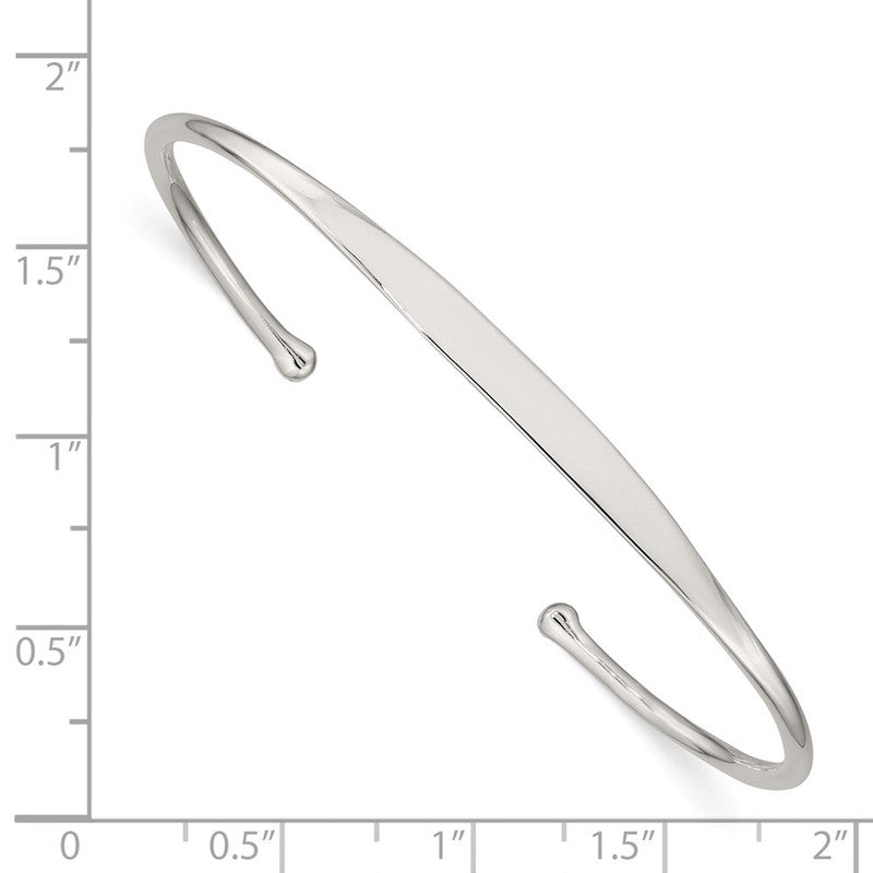 Quality Gold Sterling Silver 3.5mm Fancy Cuff Bangle Bracelet