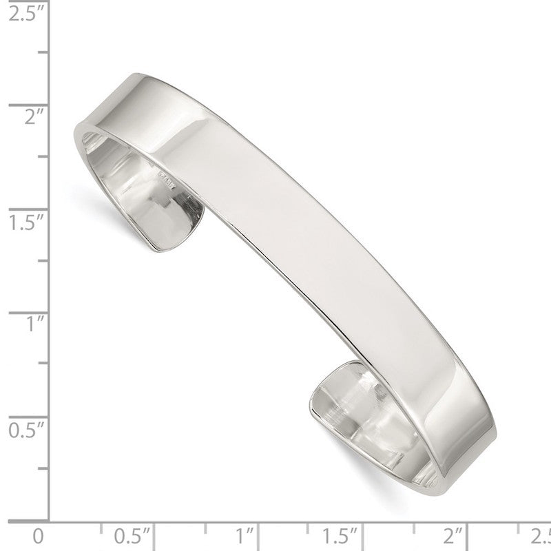 Quality Gold Sterling Silver 9.75mm Cuff Bangle Bracelet