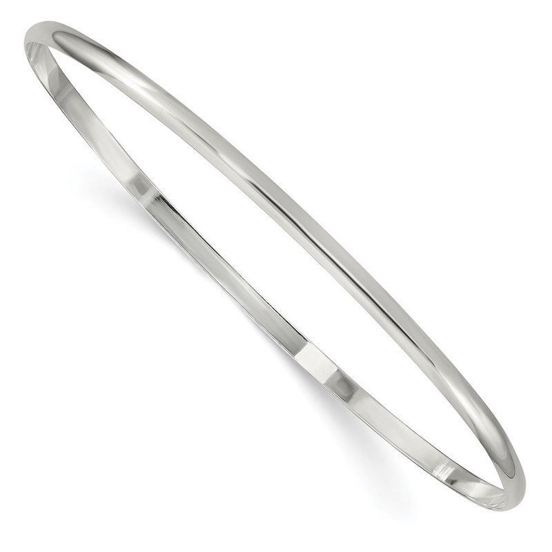 Quality Gold Sterling Silver 2.25mm Solid Polished Plain Slip-On Bangle Bracelet
