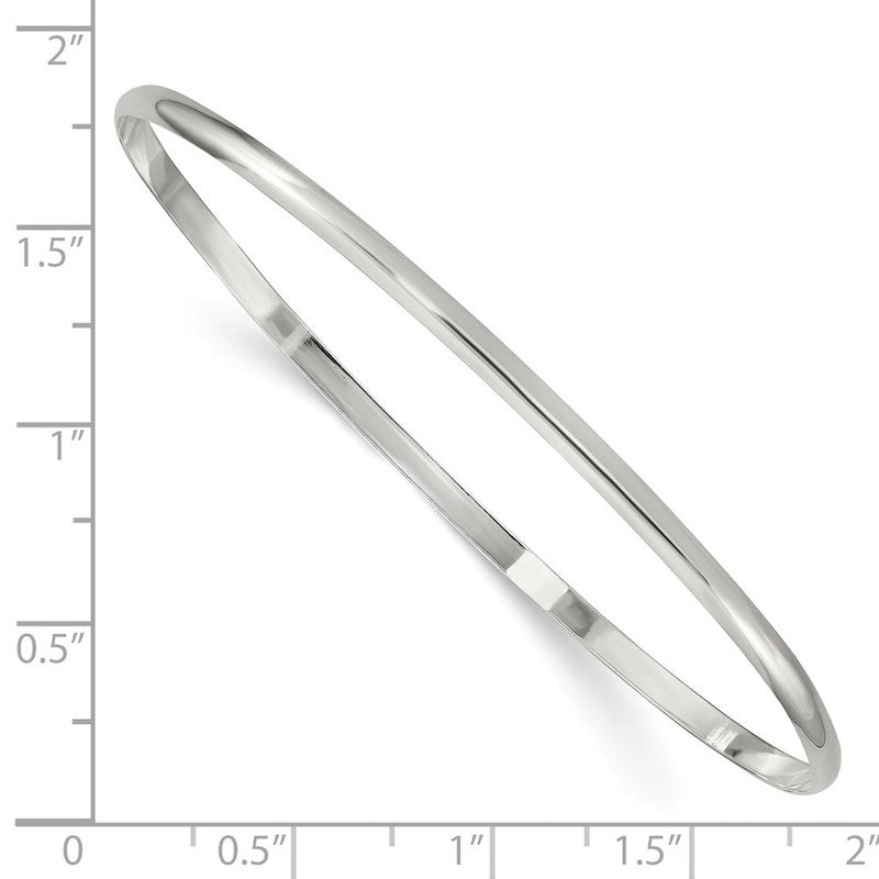 Quality Gold Sterling Silver 2.25mm Solid Polished Plain Slip-On Bangle Bracelet