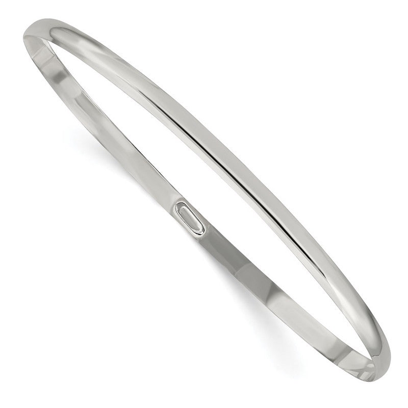 Quality Gold Sterling Silver 3mm Solid Polished Plain Slip-On Bangle Bracelet