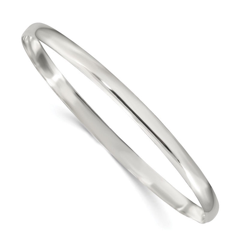 Quality Gold Sterling Silver 4mm Solid Polished Plain Slip-On Bangle Bracelet