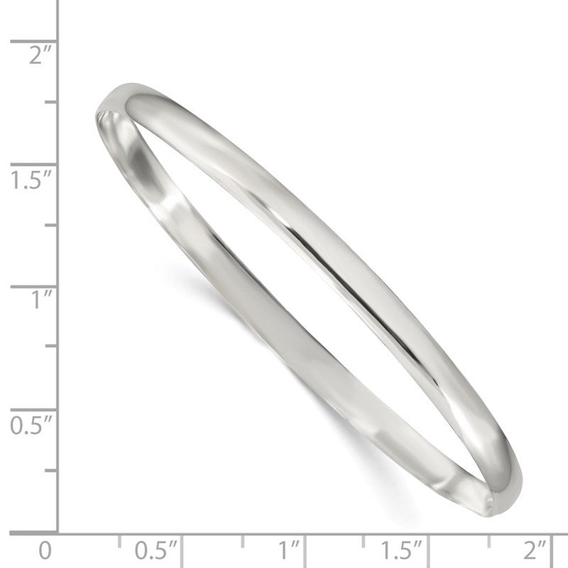 Quality Gold Sterling Silver 4mm Solid Polished Plain Slip-On Bangle Bracelet