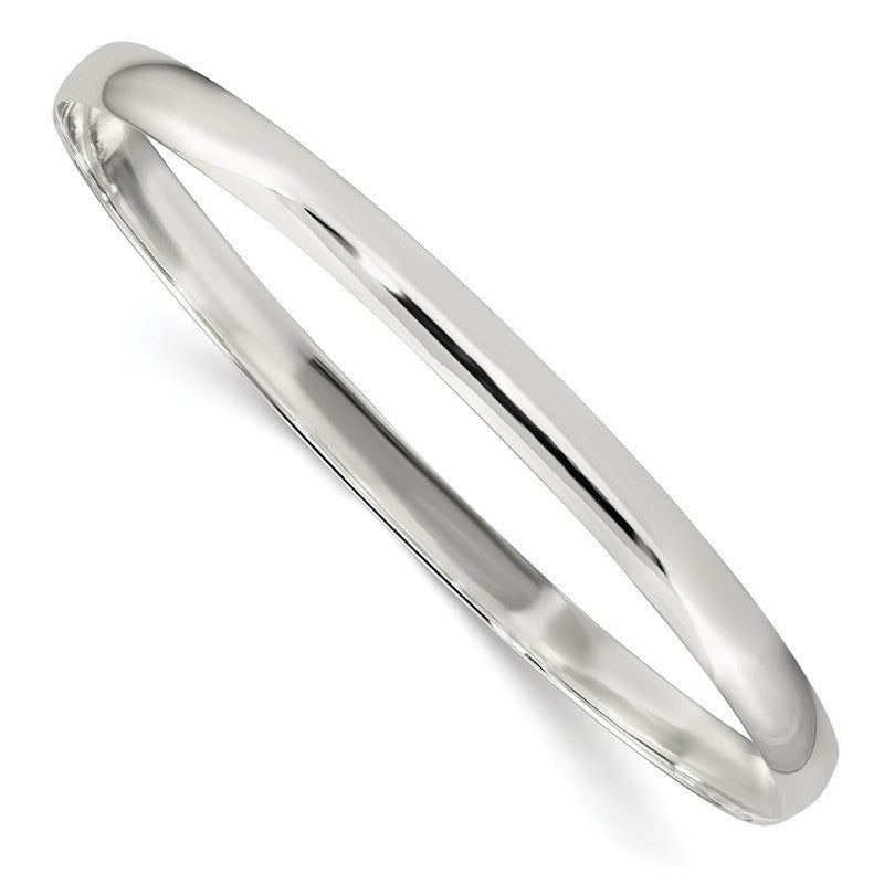 Quality Gold Sterling Silver 4.5mm Solid Polished Plain Slip-On Bangle Bracelet