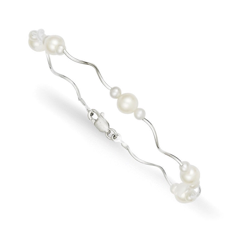 Quality Gold Sterling Silver Rhod-plated 3-6mm FWC Pearl Bracelet