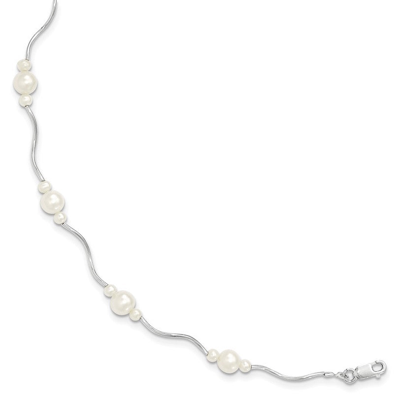 Quality Gold Sterling Silver Rhod-plated 3-6mm FWC Pearl Bracelet