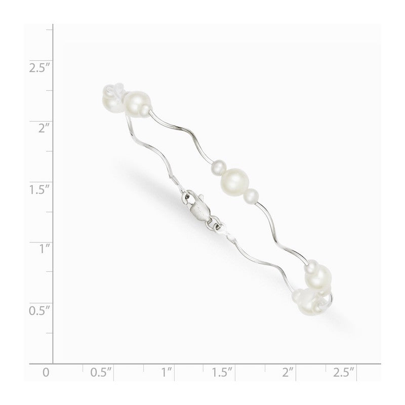 Quality Gold Sterling Silver Rhod-plated 3-6mm FWC Pearl Bracelet