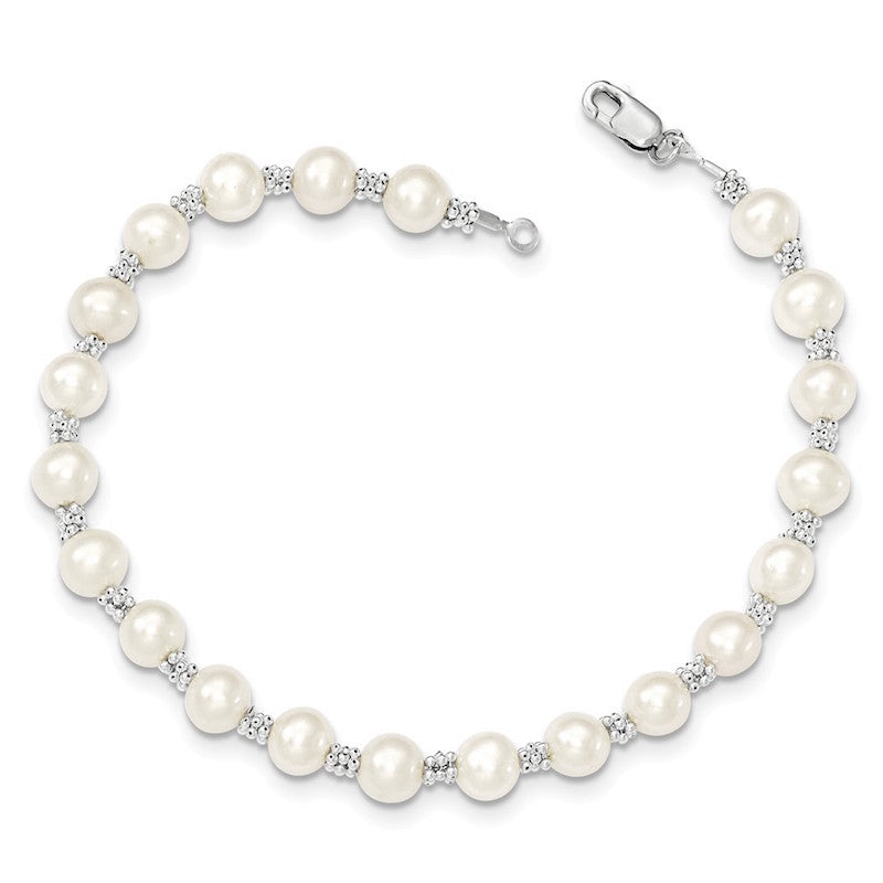 Quality Gold Sterling Silver Rhodium-plated White FW Cultured Pearl Bracelet