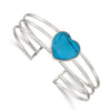 Quality Gold Sterling Silver Simulated Turquoise Heart Cuff Bangle Bracelet