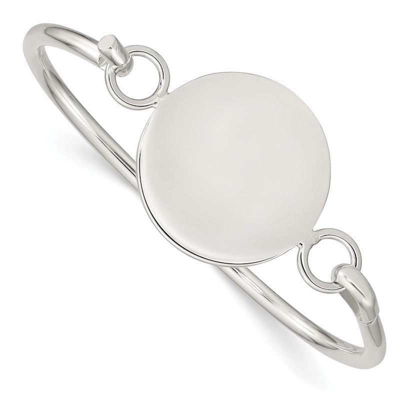 Quality Gold Sterling Silver Bangle Round ID Plate Bracelet