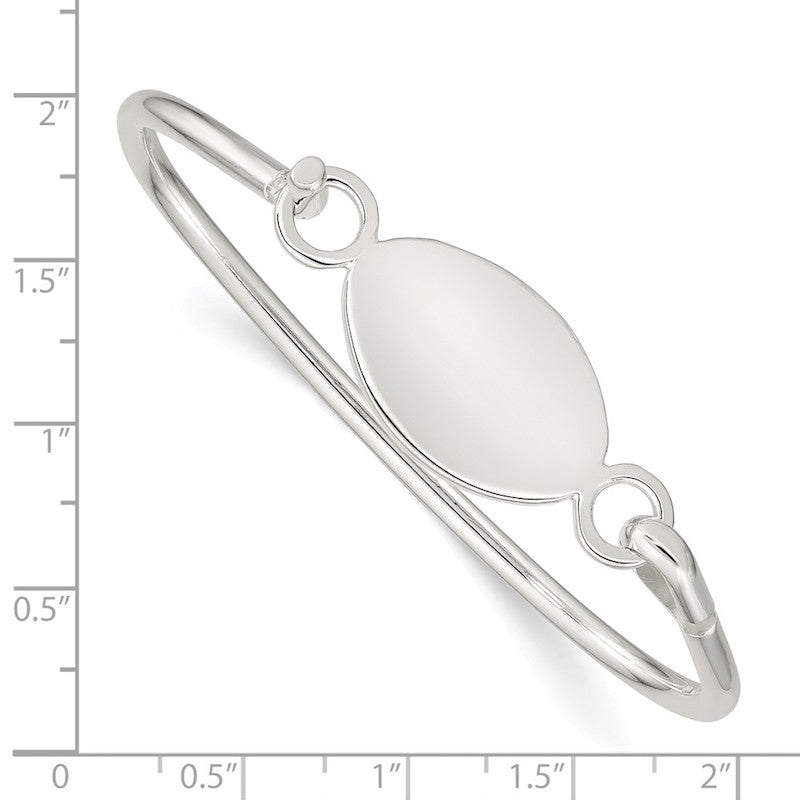 Quality Gold Sterling Silver Bangle Oval ID Plate Bracelet