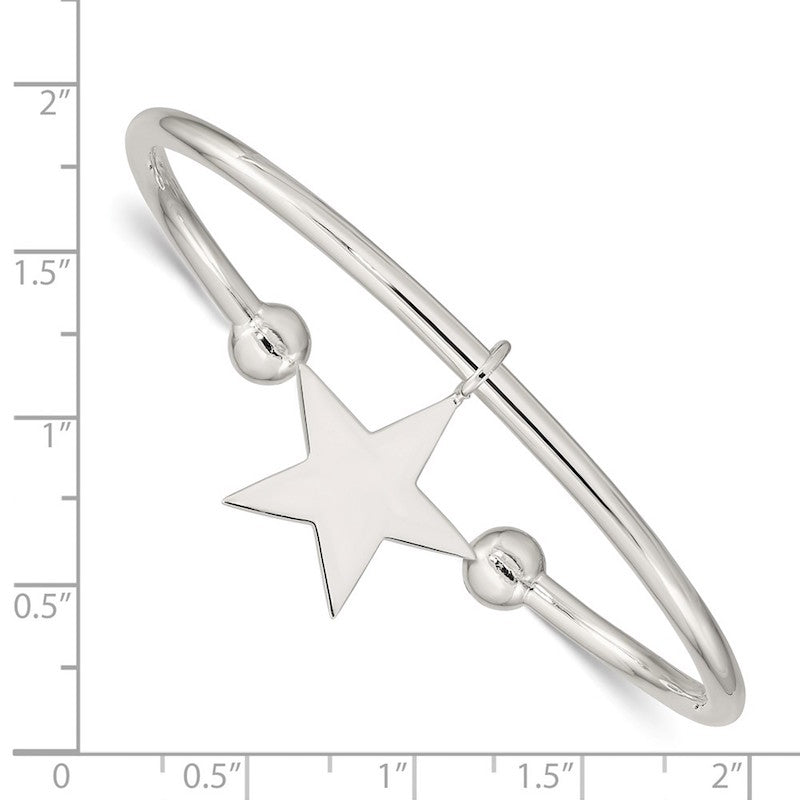 Quality Gold Sterling Silver Star Bangle Bracelet