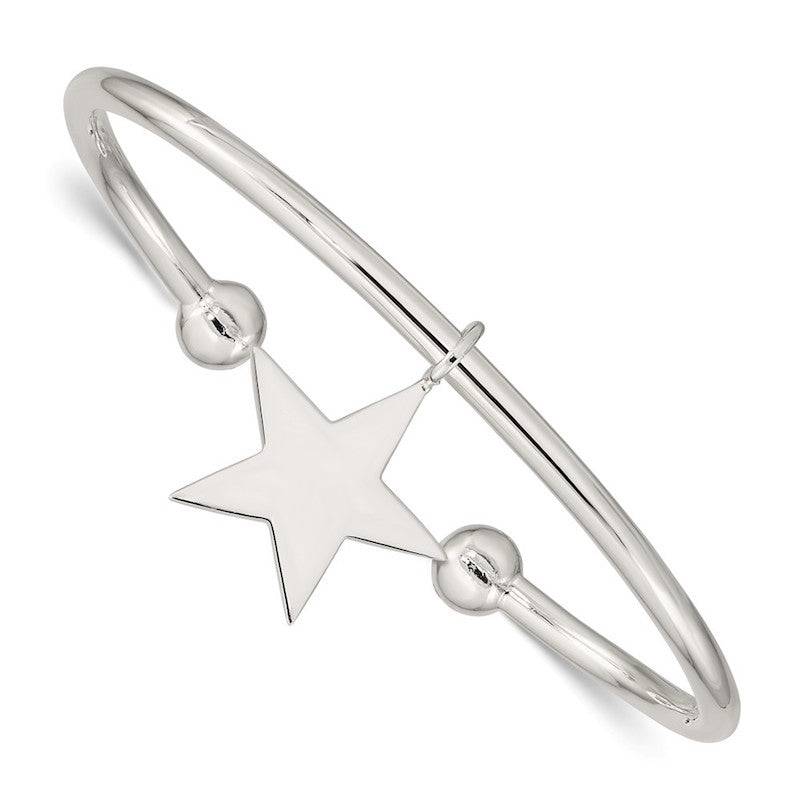 Quality Gold Sterling Silver Star Bangle Bracelet