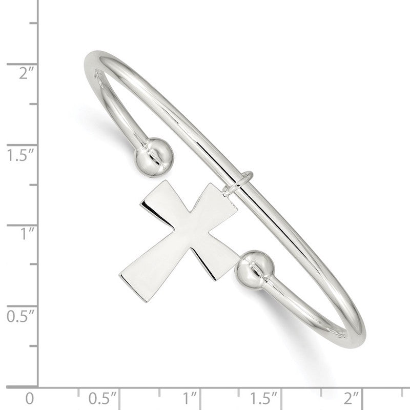 Quality Gold Sterling Silver Cross Cuff Bangle Bracelet