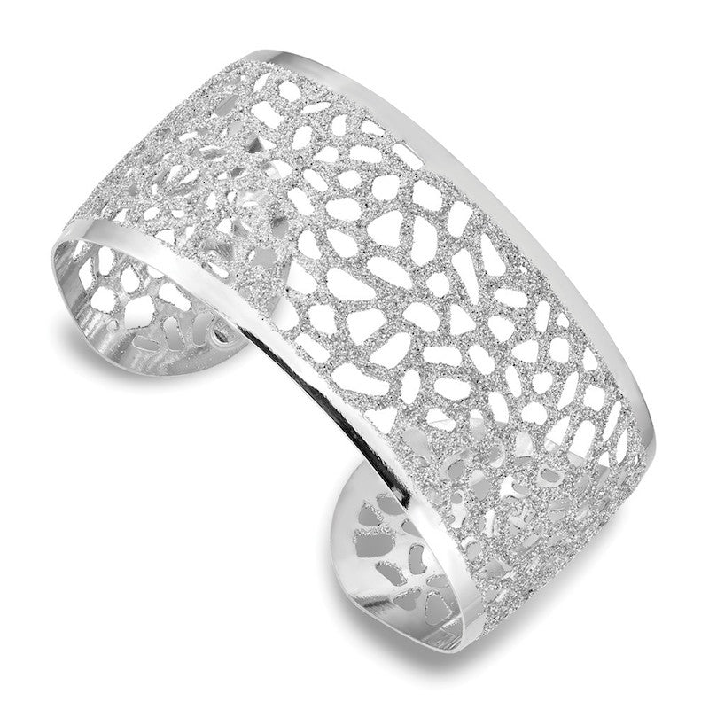 Quality Gold Sterling Silver Rhodium Plated 29mm Glitter Enamel Cuff Bracelet