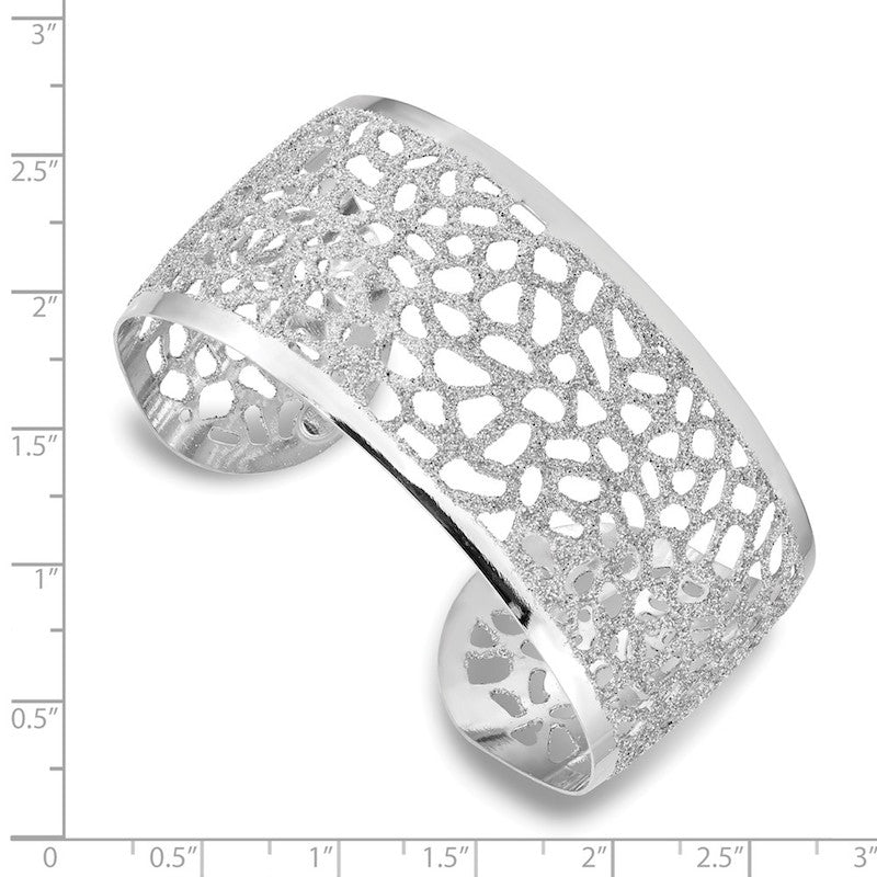 Quality Gold Sterling Silver Rhodium Plated 29mm Glitter Enamel Cuff Bracelet