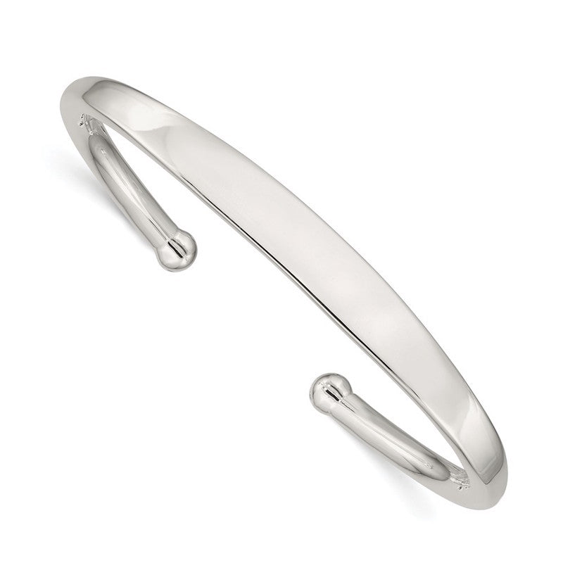 Quality Gold Sterling Silver Fancy 6.75mm Cuff Bangle Bracelet