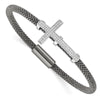 Quality Gold Sterling Silver Ruthenium-plated CZ Cross Mesh Bracelet