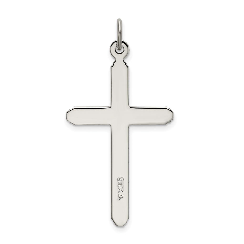 Quality Gold Sterling Silver Polished Grooved Cross Pendant