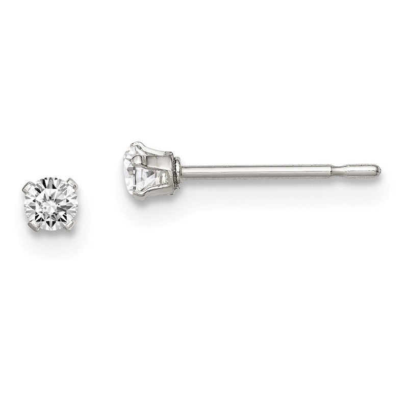 Quality Gold Sterling Silver 2.5mm Round Snap Set CZ Stud Earrings