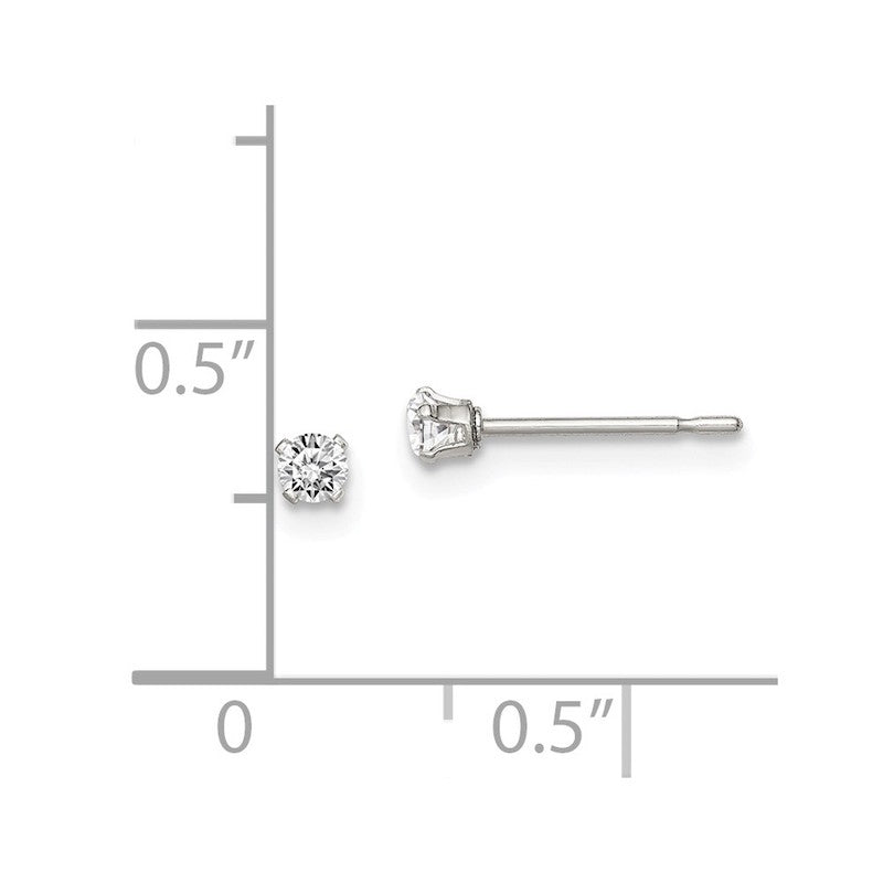 Quality Gold Sterling Silver 2.5mm Round Snap Set CZ Stud Earrings