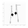 Quality Gold Sterling Silver Black Beads Post Dangle Earrings