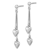 Quality Gold Sterling Silver Rhodium-plated Polished Heart Post Dangle Earrings