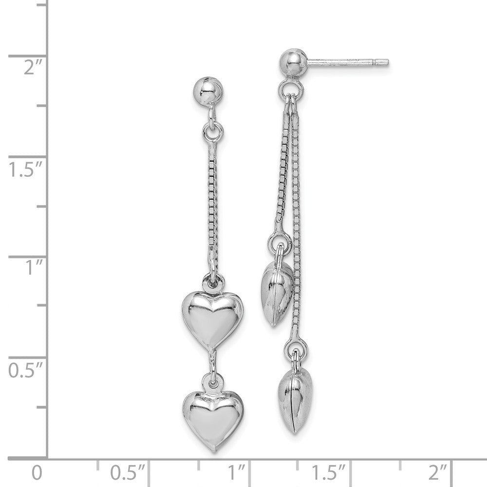 Quality Gold Sterling Silver Rhodium-plated Polished Heart Post Dangle Earrings