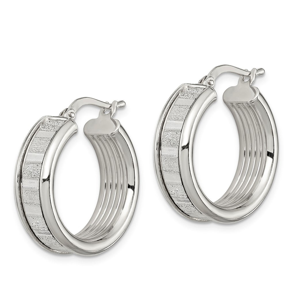 Quality Gold Sterling Silver with Glitter Hinged Hoop Earrings