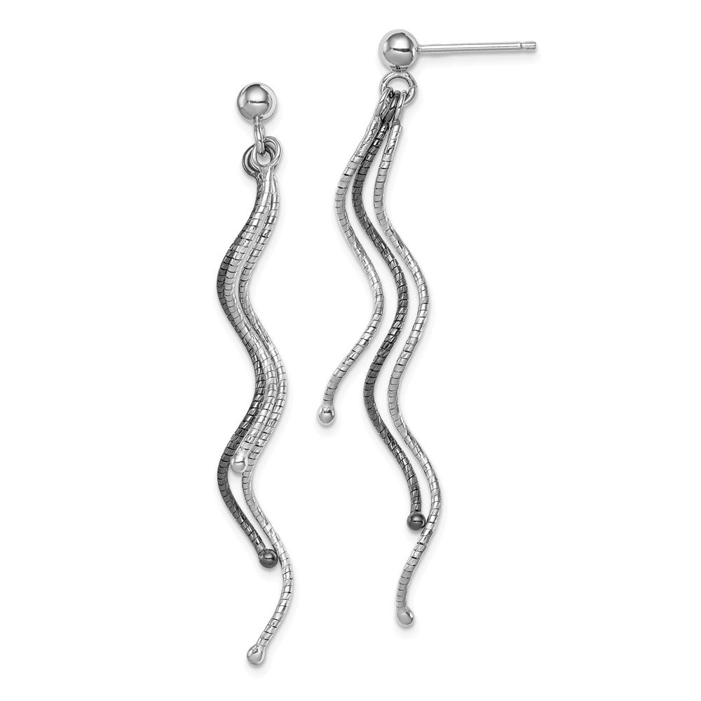 Quality Gold Sterling Silver Ruthenium-plated Wavy Wire Post Dangle Earrings