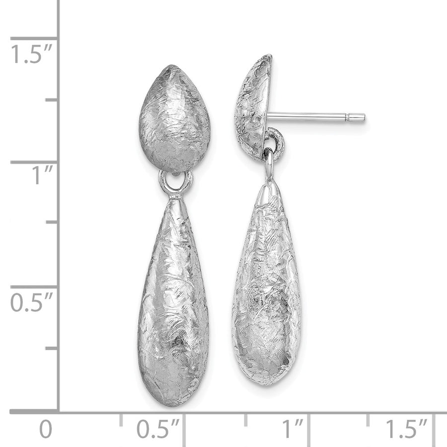 Quality Gold Sterling Silver Rhodium-plated Textured Teardrop Dangle Post Earrings