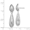 Quality Gold Sterling Silver Rhodium-plated Textured Teardrop Dangle Post Earrings