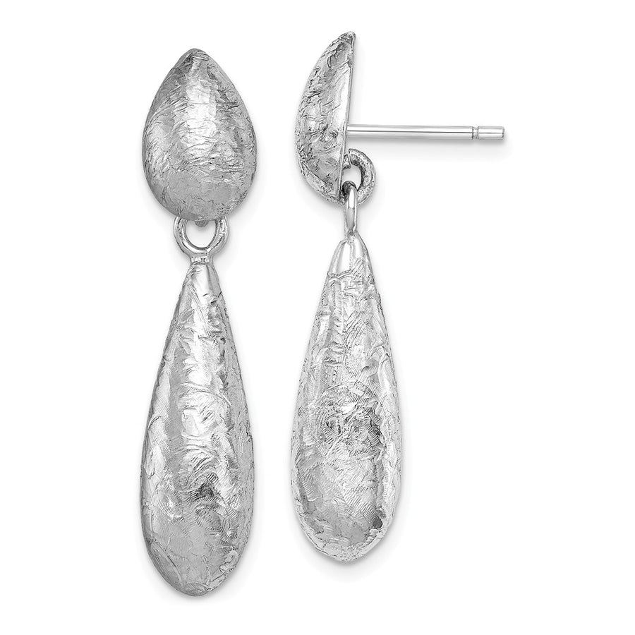 Quality Gold Sterling Silver Rhodium-plated Textured Teardrop Dangle Post Earrings