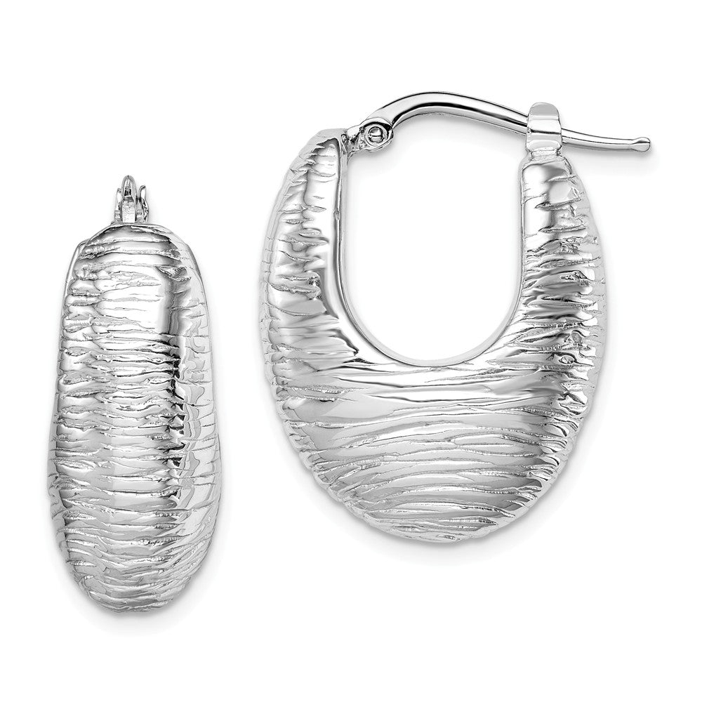 Quality Gold Sterling Silver Rhodium-plated Polished Hollow Hoop Earrings