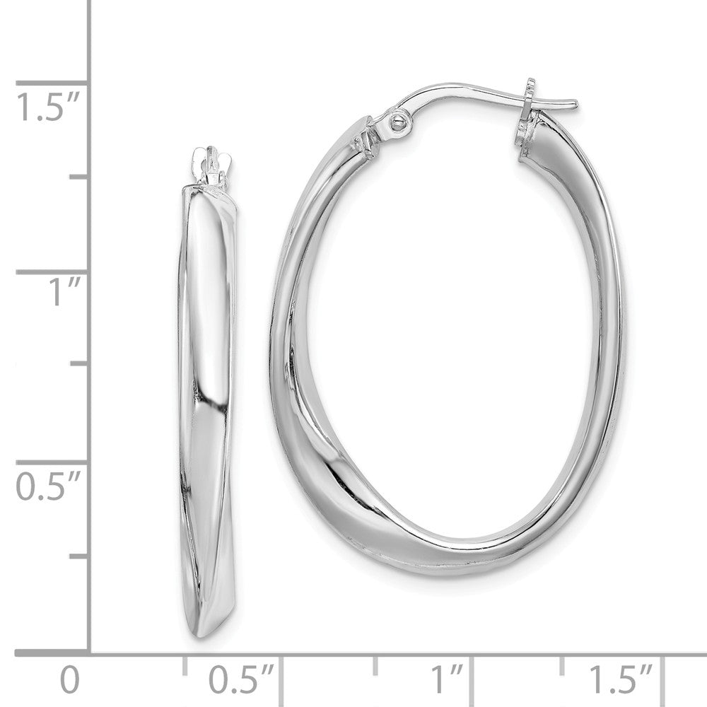 Quality Gold Sterling Silver Rhodium-plated Oval Hoop Earrings