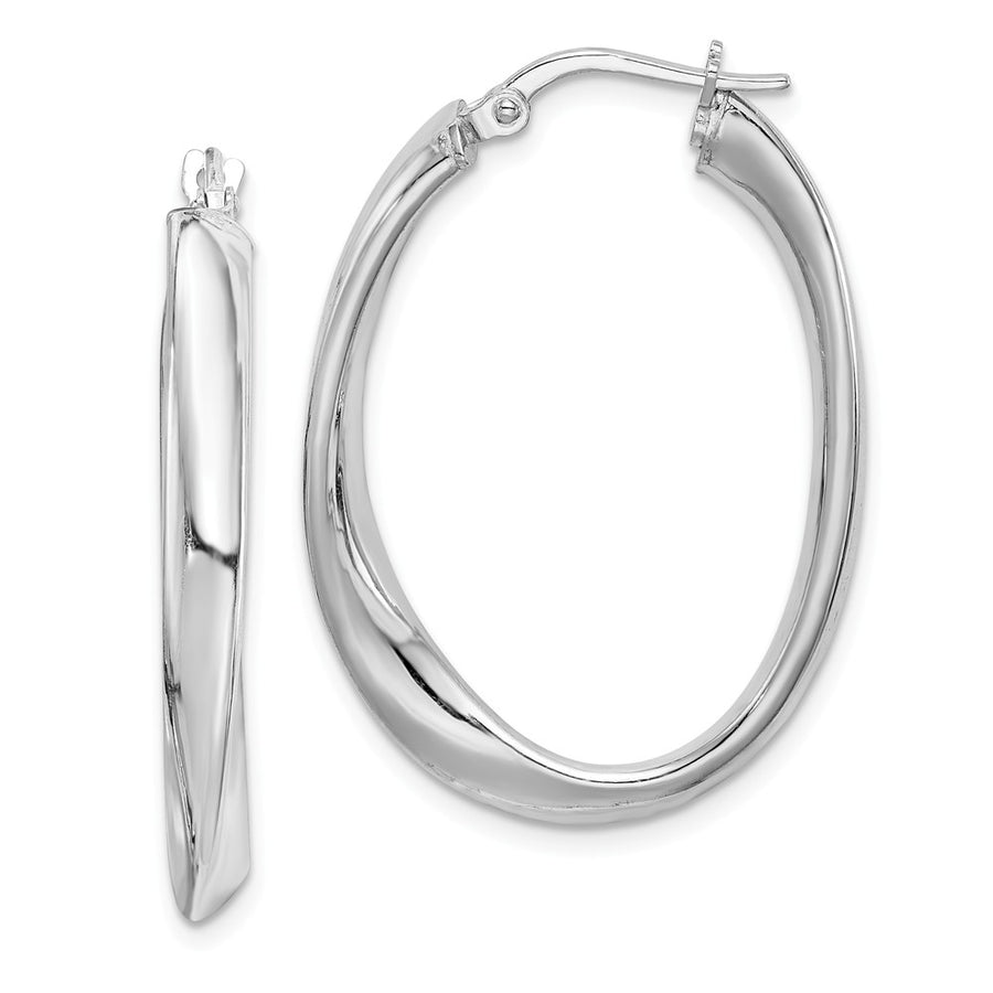 Quality Gold Sterling Silver Rhodium-plated Oval Hoop Earrings