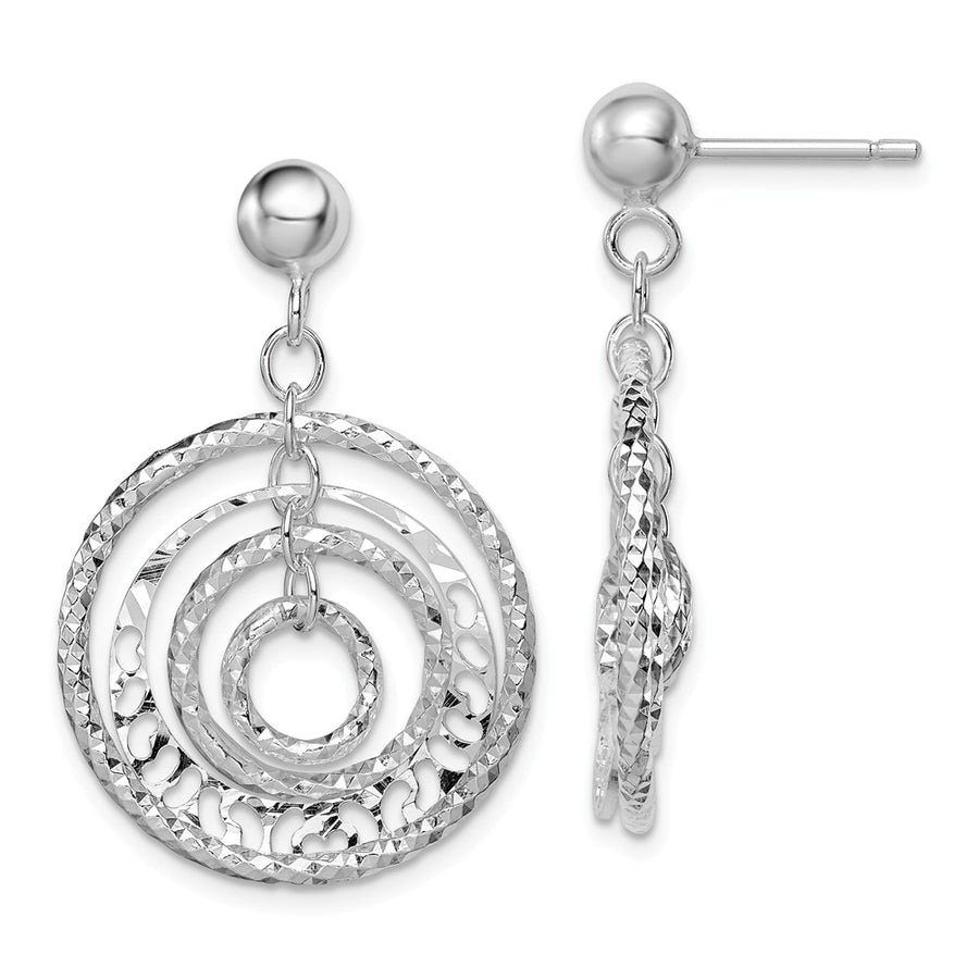 Quality Gold Sterling Silver Rhodium-plated Textured Circle Post Dangle Earrings